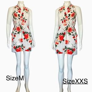 NWOT ARITZIA Size M |XXS White Floral V Neck Wait Strap Mid Dress
